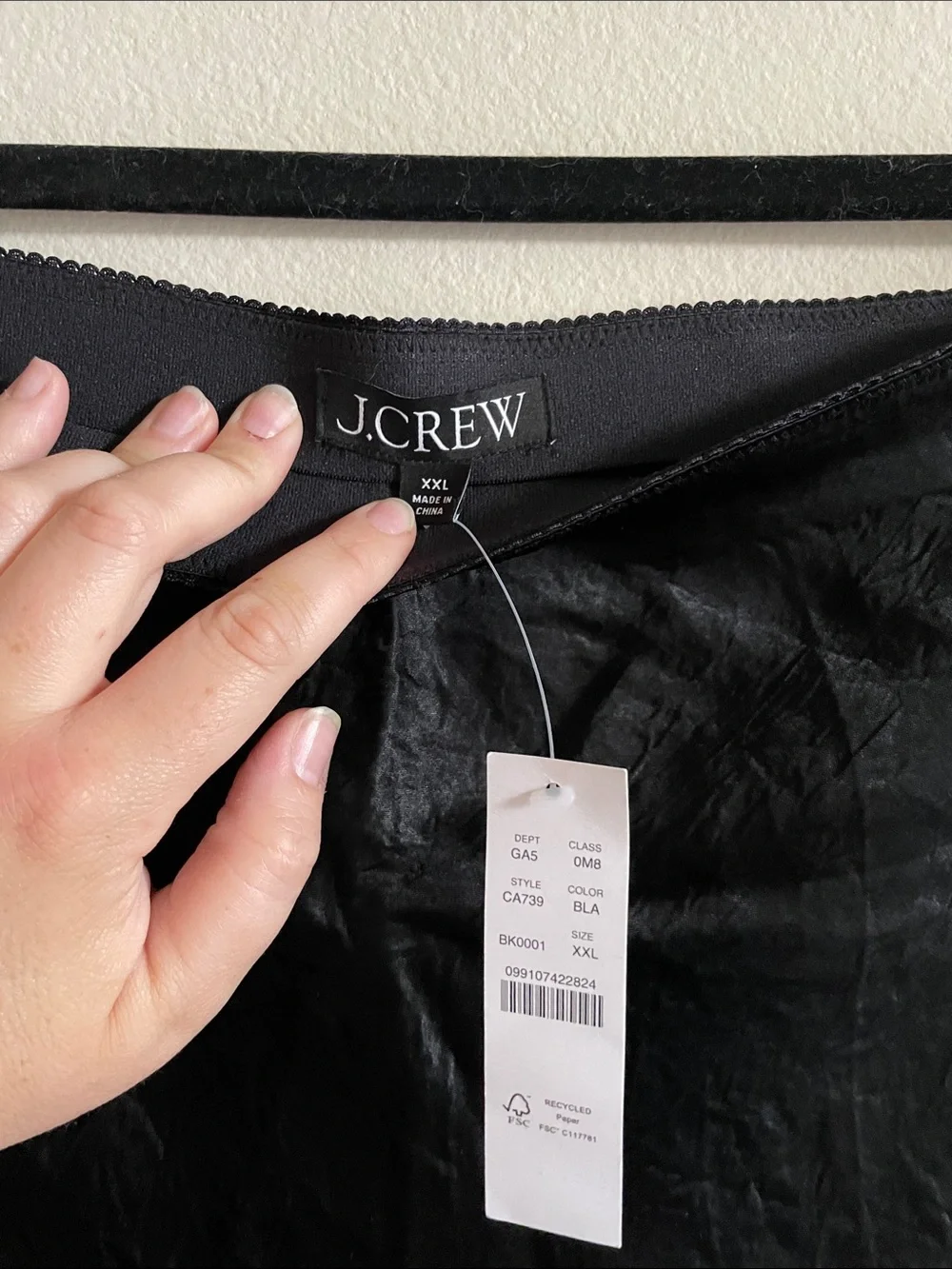 J. Crew Black A-Line Skirt with Lace Hem